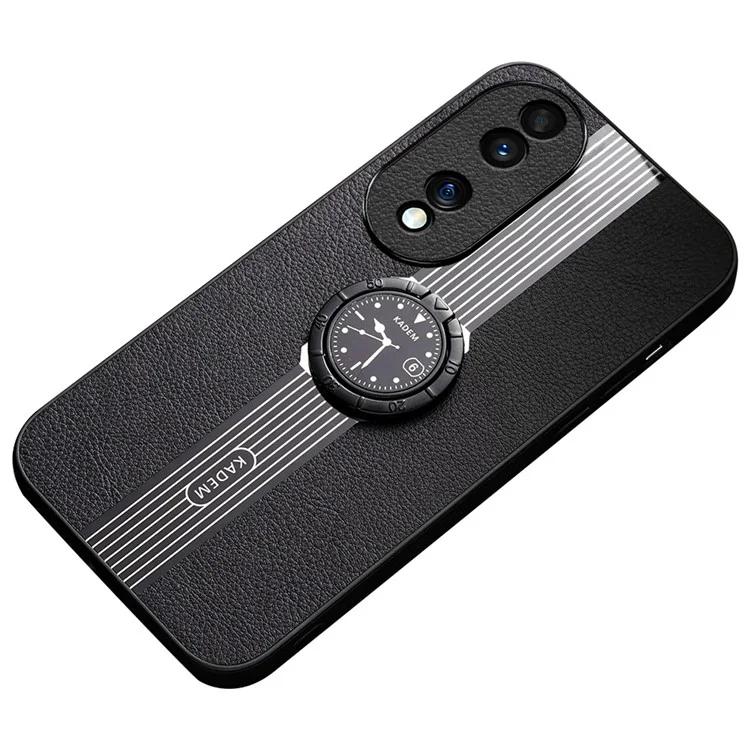 

For Honor 90 Pro Case Finger Ring Kickstand PU Leather Coated Phone Cover