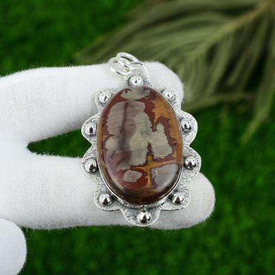 Oval Noreena Jasper Stone 925 Silver New Wife Wedding Artisan Pendant Jewelry