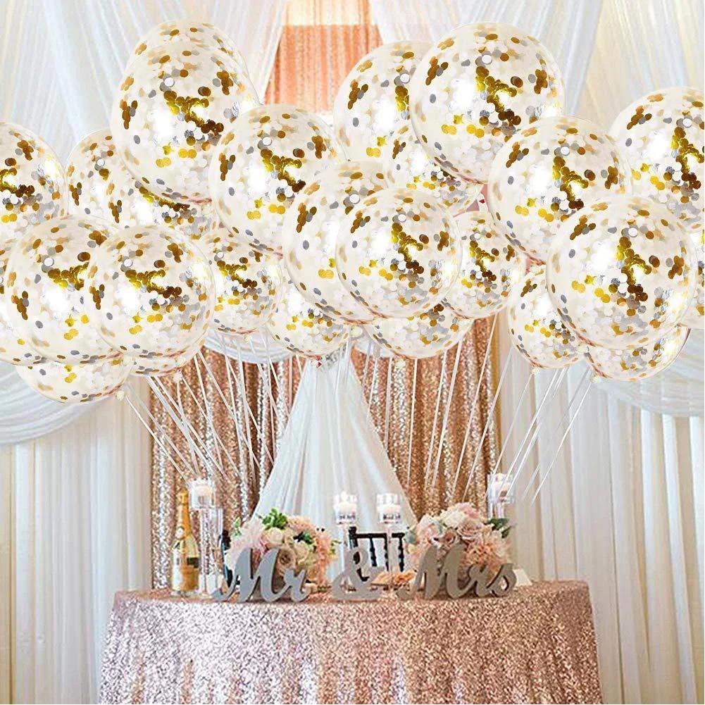 12-calowy lateksowy przezroczysty balon z konfetti w kształcie gwiazdek, metaliczne balony foliowe z konfetti, deszcz konfetti, dekoracja na przyjęcie urodzinowe, ślub