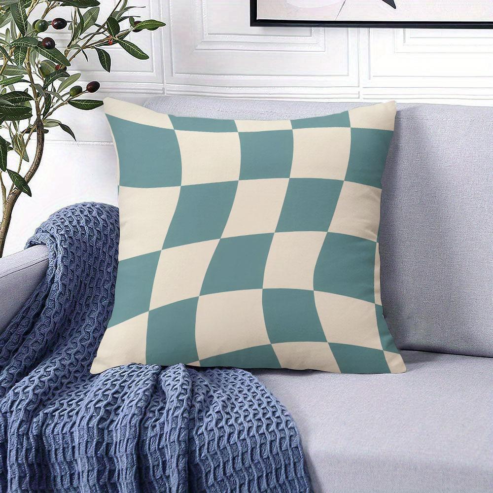 Wavy Checks square Jacquard Pillow Cover for Sofa Office Waist Cushion Cover Home Decorative Pillowcase