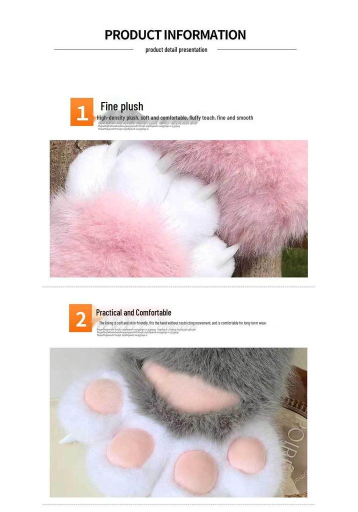 Plush Cat Paw Gloves: Thick, Warm, Squeaky Cosplay for Adults