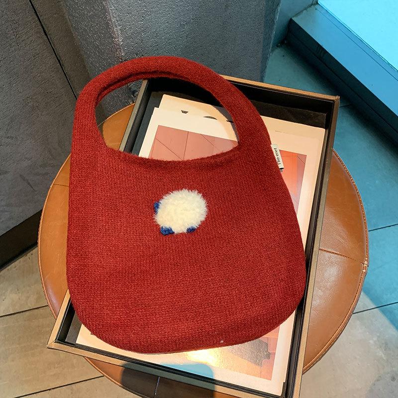 Solid Color Knitted Handbag Fashionable and Versatile Casual Handbag Woven Tote Bag Bolsas De Mujer