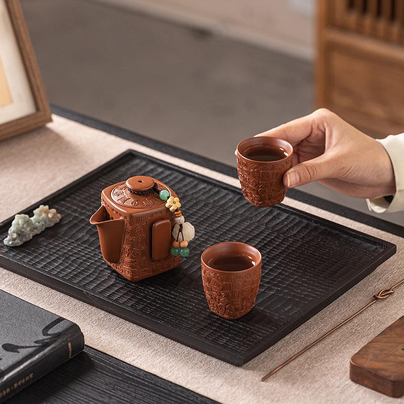 Hongyue Zisha Pot Baifu One Pot Two Cups Household Brewing Teapot Kung Fu Tea Set Small Set Tea Tea Cup Gift Box