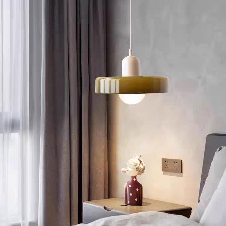 Nordic Retro Colored Glass Chandelier - Creative Single Head for Bedroom, Study, or Bar Counter Decoration