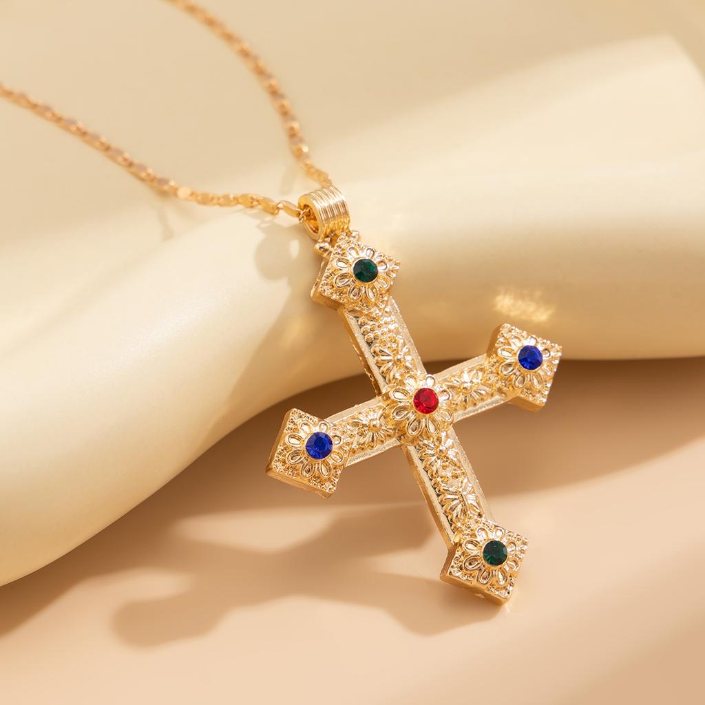 IngeSight.Z Exquisite Vintage Juses Cross Pendant Men Necklace Trend Classic Imitation Pearl Choker Women Punk Party Jewelry