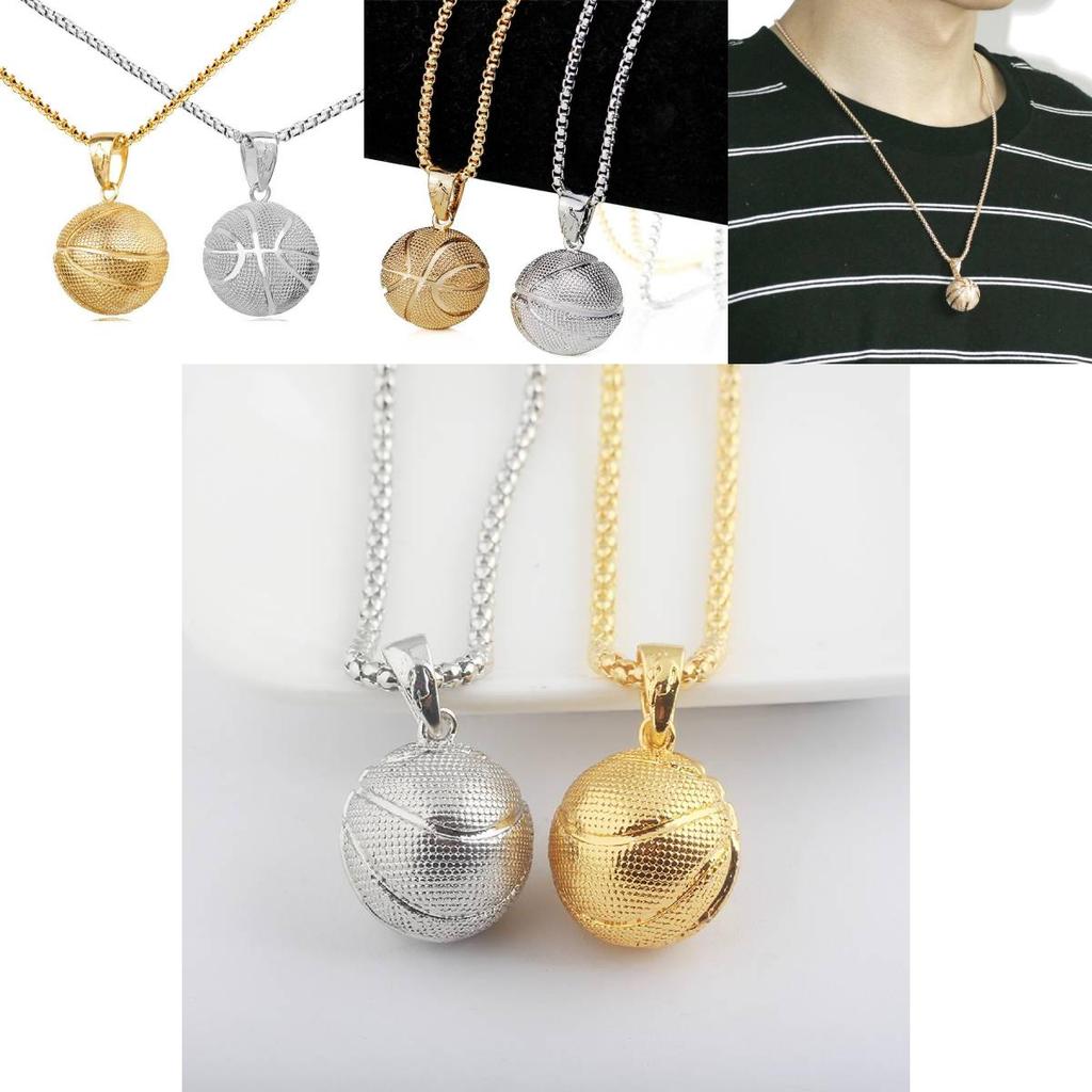 Exquisite 3d Basketball Pendant Necklace Jewelry For Men With Stainless Steel Chain