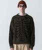 STAGE NAME Two-Tone Skeleton Bones Round Neck Oversized Knit_Khaki