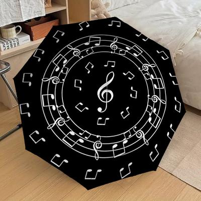 1PC Music Notes Umbrella-8-Rib Reinforced, Automatic Open, Lightweight & Durable, Cute Fashion Accessory for Outdoor-W184