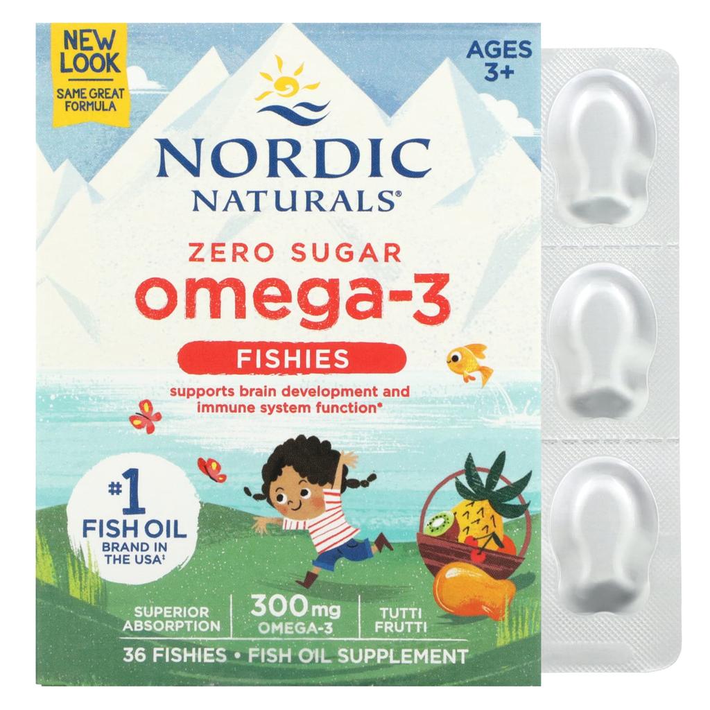 Omega-3 Fishies, Sugar Free, Ages 3+, Tutti Frutti, 300Mg, 36 Jelly Pieces