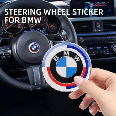 1PCS 45mm Car Steering Wheel Cover Sticker Emblem Logo For M E39 E46 E60 E90 F10 F20 F30 G20 G30 E87 E53 F15 Accessories