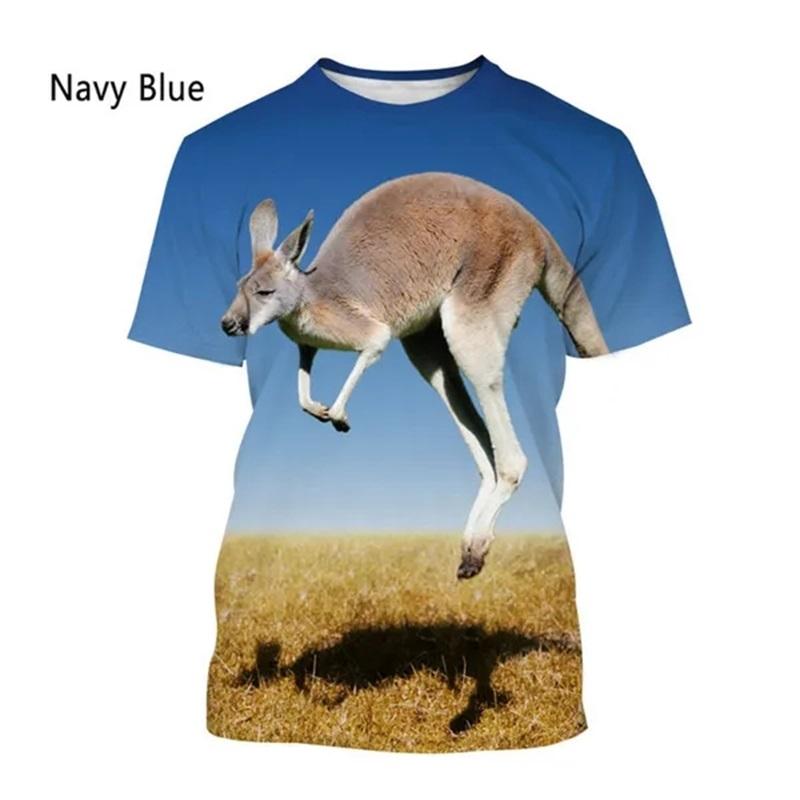 Cute Animal Kangaroo Pattern Tshirt For Men Women 3D Printing Casual Short Sleeve Funny Tee