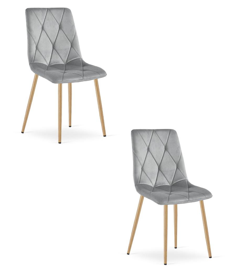 LIBRA chair - light gray velvet / wood color legs x 2