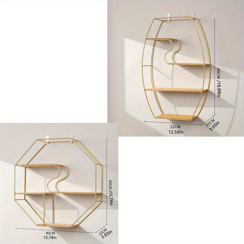 1 Stück ellipsenförmige/achteckige Vasen und Blumentöpfe, Wandständer aus Metall und Eisen, dekoratives Regal im Retro-Stil für Wohnzimmer, Büro und Restaurant.