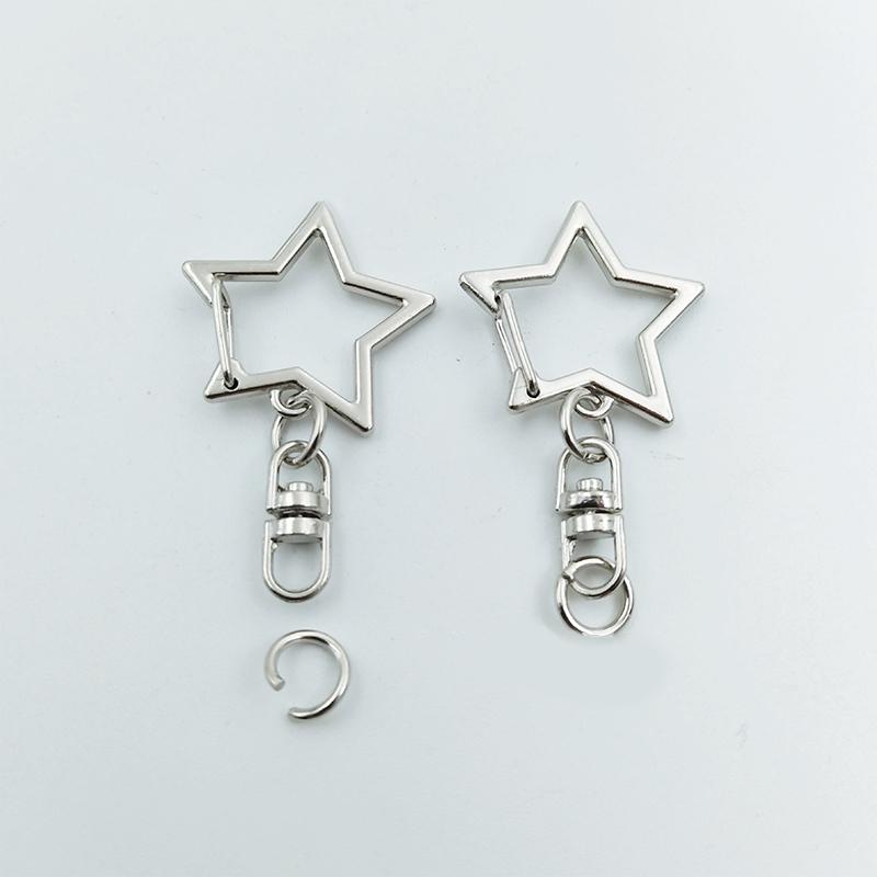 20 ks Klip na klíče ve tvaru hvězdy s pružinovým uzávěrem a řetízkem, závěsná přezka, otevřený spojovací kroužek a kovová otočná karabina pro DIY výrobu šperků