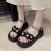 Sandale Femme 2026 Été Chaussures Femmes Nouvelle Fleur Douce Rome Chaussures de Plage Plateforme Mode Sandales d'Extérieur Sandalias De Mujer