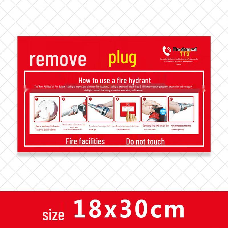 Self-Adhesive Fire Hydrant Instruction Sign