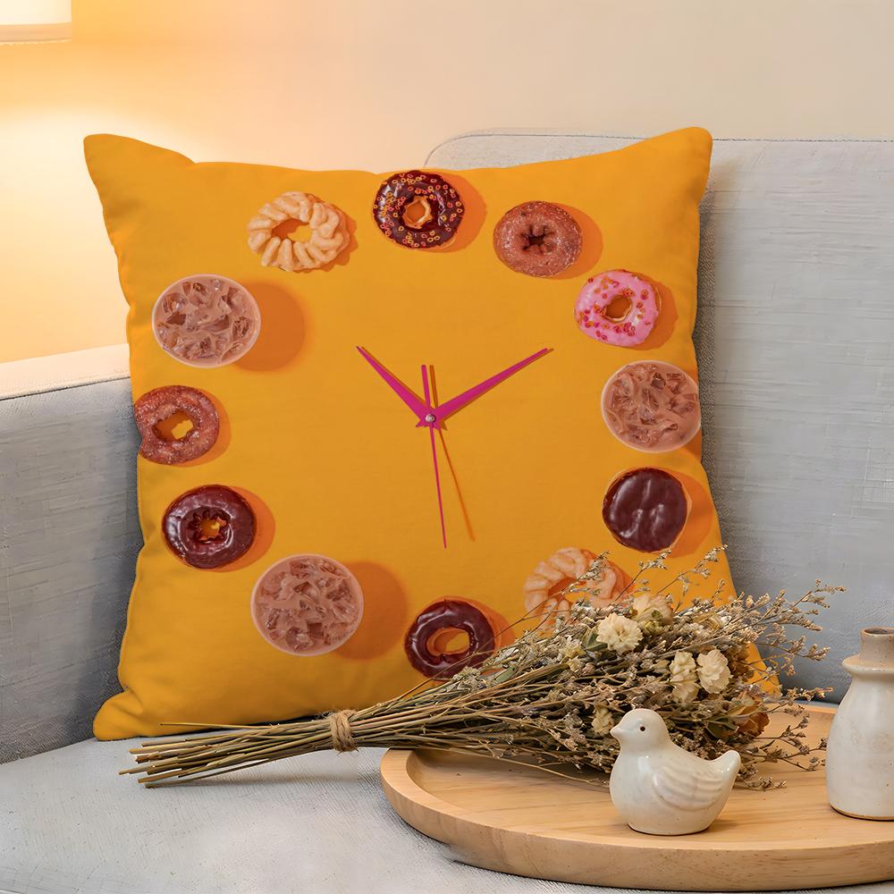 Cushion Cover Linen SkinFriendly Soft Decorative Case For Sofa Home Decor Sweet Donut Cute Anime Pillow Cover