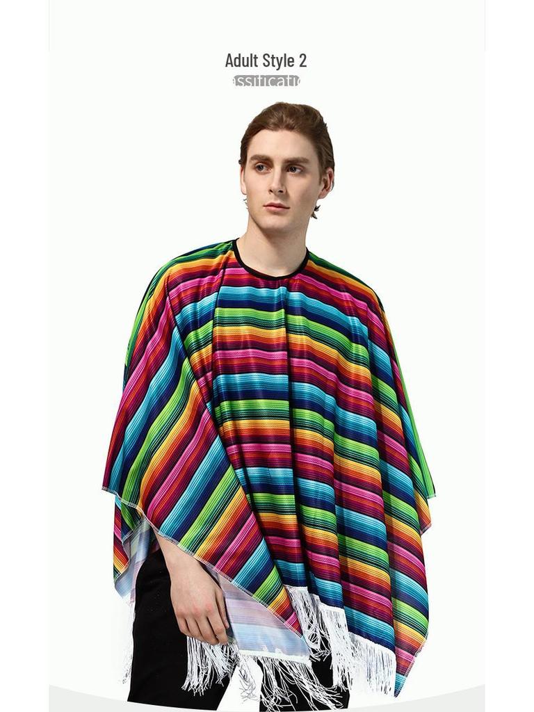 Adult Mexican Ethnic Style Cosplay Cape for Festival Parties