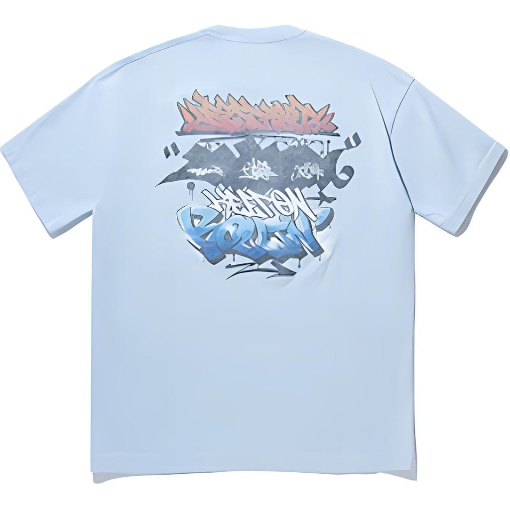 Li-Ning Breathable Letter Print Crew Neck Pullover Short Sleeve T-Shirt Men Tops Blue AHSU271-3