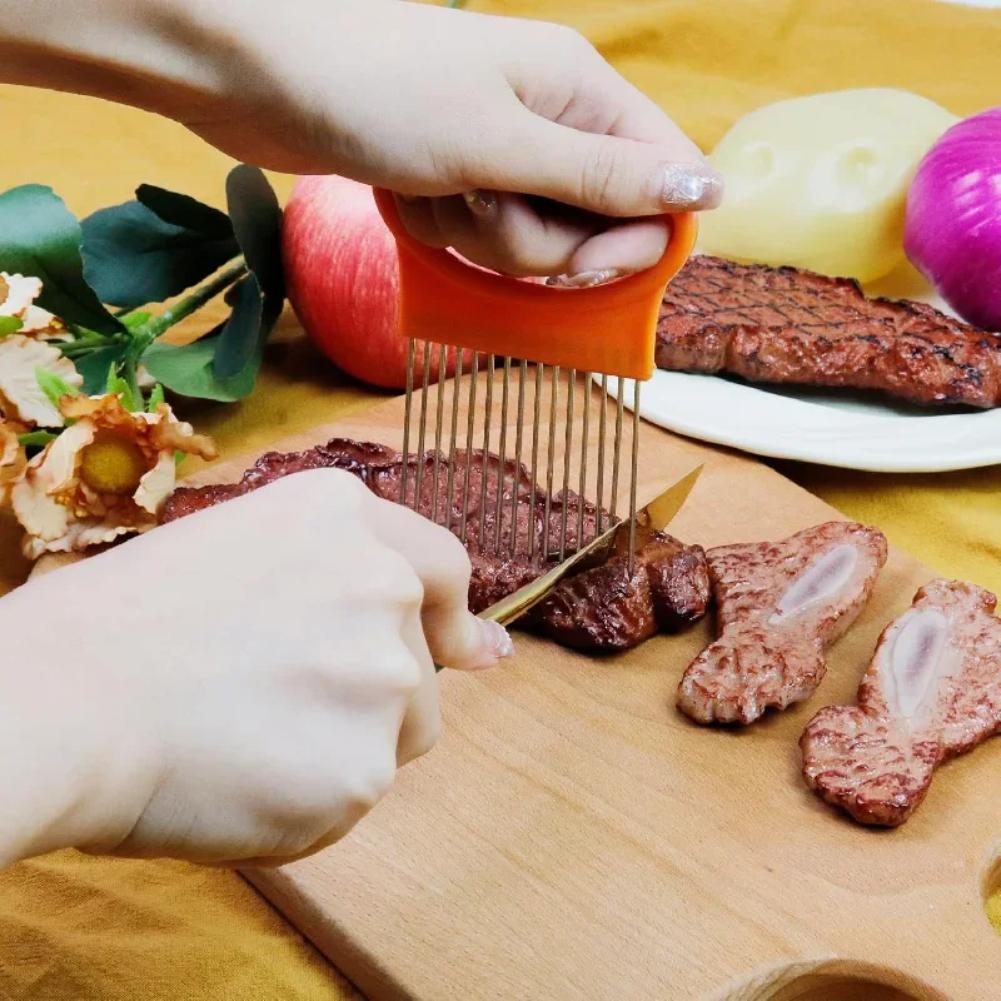 1PC Onion Needle Onion Fork Vegetables Fruit Slicer Tomato Cutter Cutting Safe Holder Kitchen Accessories Tools