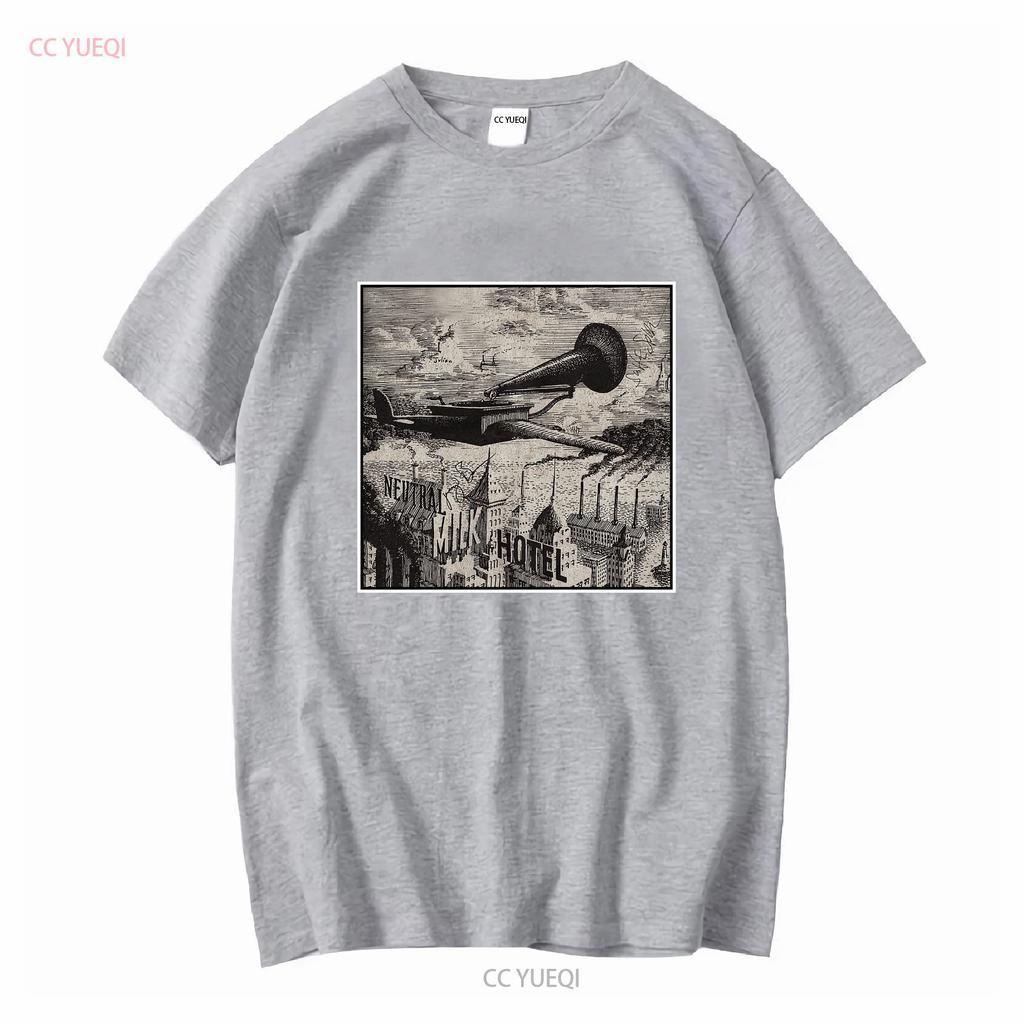 Neutral Milk Hotel Aeroplane T Shirt Military Green Color Te4206 Vintage Washed Streetwear Slightly Casual Designer Clothes