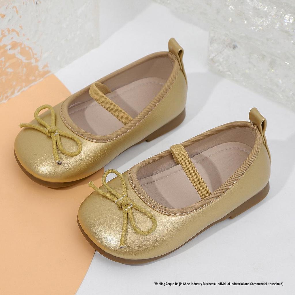 2025 Girls' Silver Leather Princess Shoes: Soft Sole, Spring/Autumn Style for Little Girls