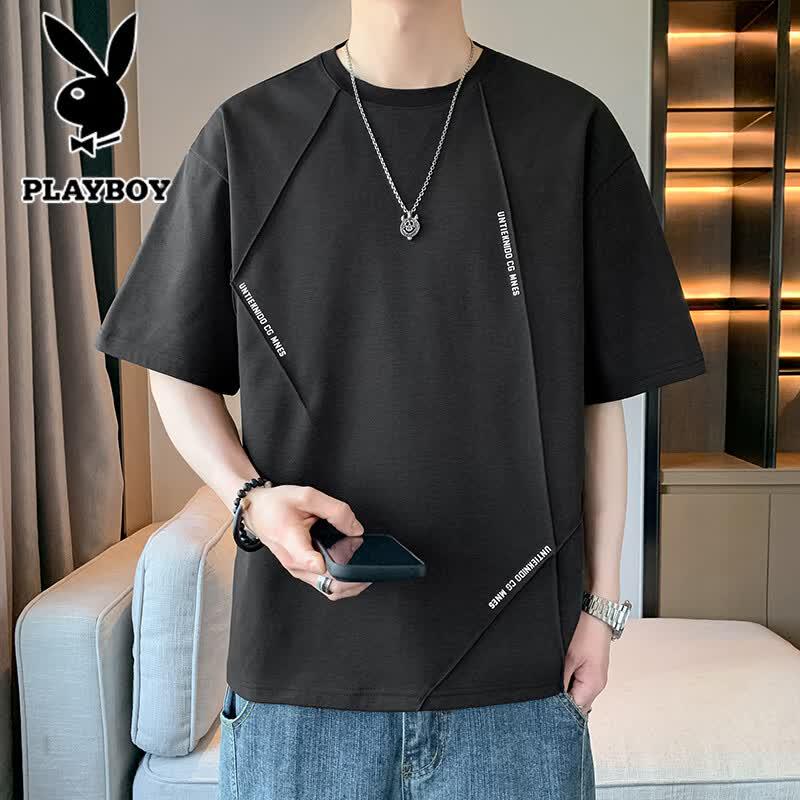 

PLAYBOY Men s Summer Breathable Loose Short Sleeve T-Shirt 7XL