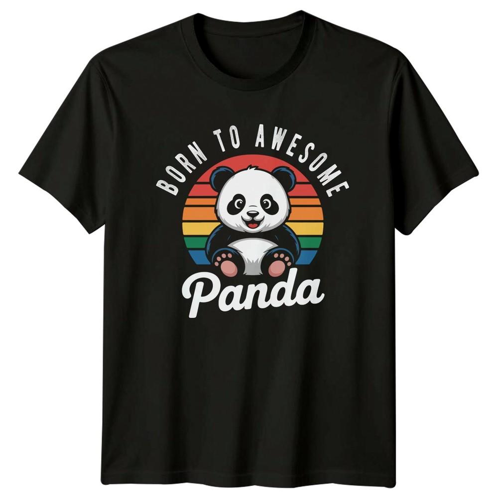 Born To Awesome Panda TShirt Panda Animal Birthday Gift For Him And Her