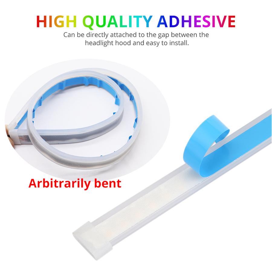 2X RGB APP 45CM Slim Flexible LED DRL Daytime Running Strip Light For Headlight