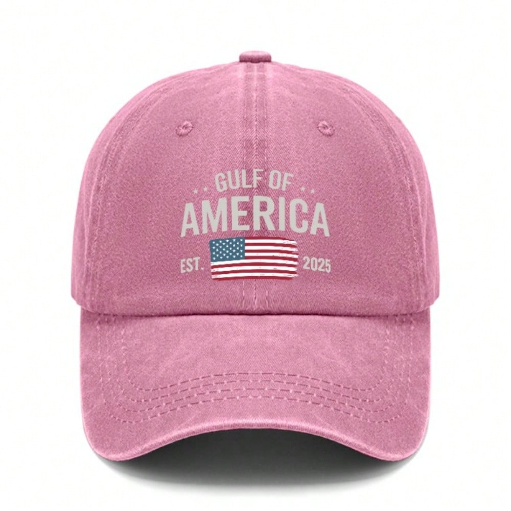 [Patriotic Baseball Cap] 2025 Gulf Of AMERICA Print Adjustable Hat Vintage Washed Polyester - Unisex Casual Outdoor Sports Gift For July 4Th