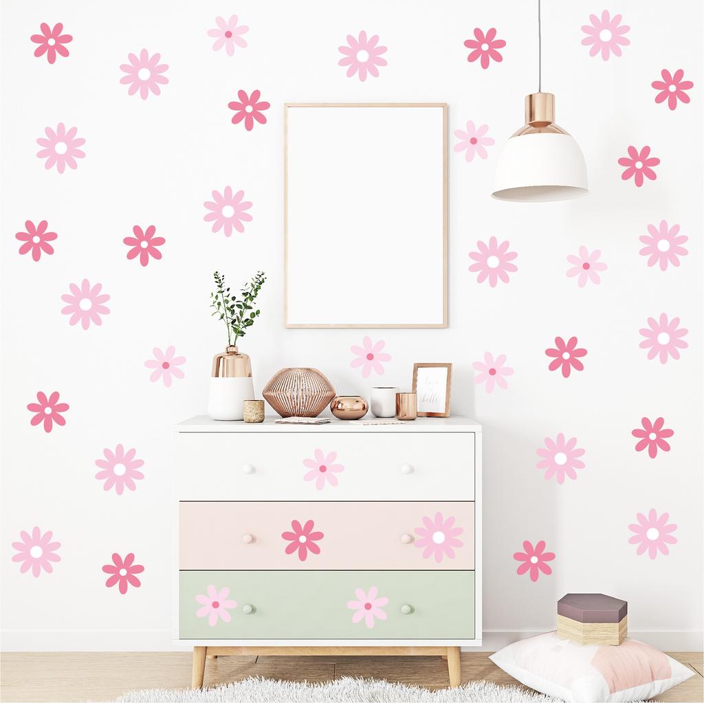 Colorful Multi-Style Chrysanthemum Wall Stickers Set - Removable No Residue Self-Adhesive Flower Decals, Waterproof Art Stickers