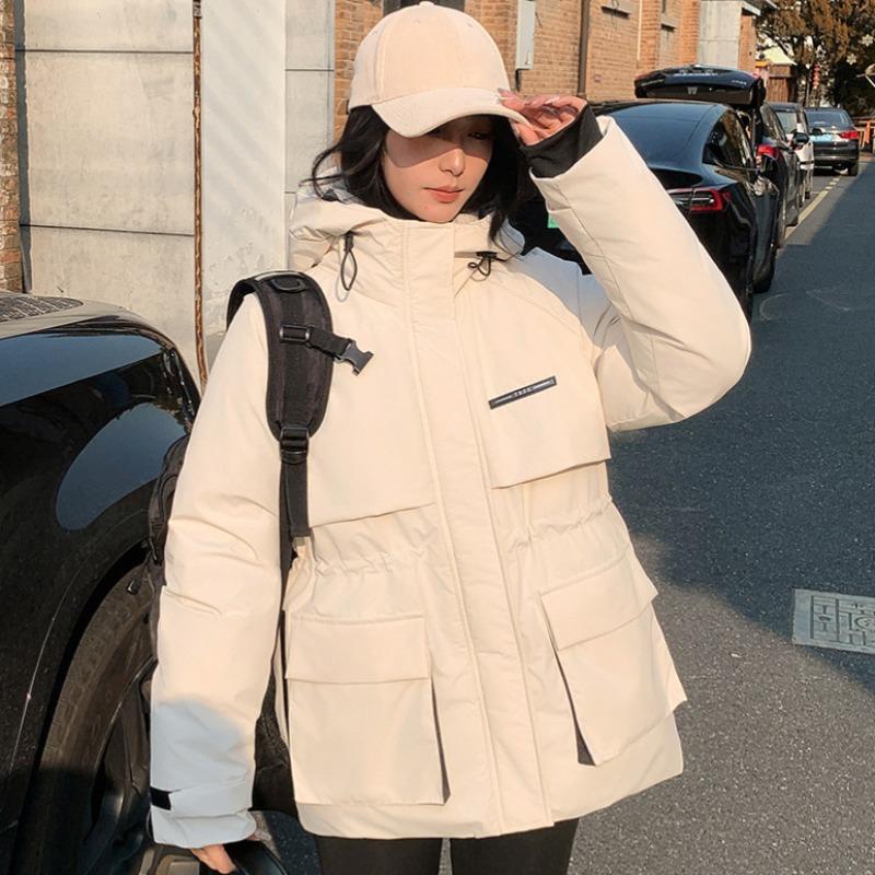 New hooded cotton clothes women's winter thickened warm outdoor tooling loose big pocket jacket