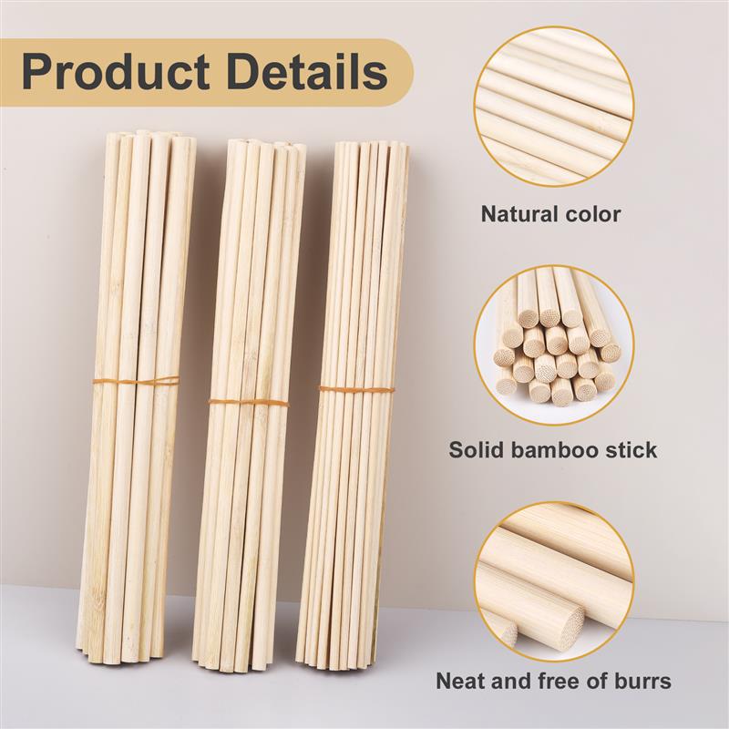 Bamboo Craft Round Rod Model Toys Building Carving Handicraft Educational DIY Accessories Bamboo'S Stick Size 300*3/4/5/6/8/10mm