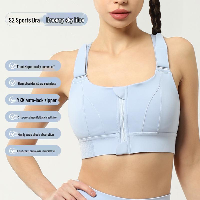 

Спортивный бюстгальтер на молнии для женщин больших размеров с высокой степенью поддержки - Ударопрочная поддержка для йоги и бега XL