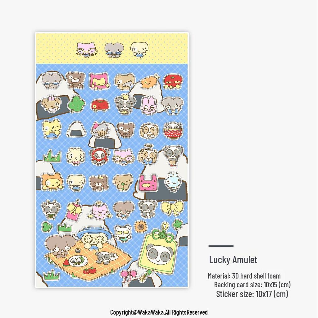Waka Waka 3D Stereo Cute Animal Christmas Bubble Stickers - Waterproof Cartoon Journal Decals