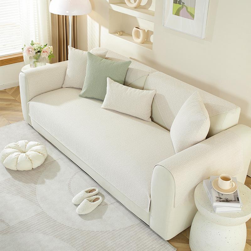 Living Room Sofa Mat Solid Color All Season Universal Anti Slip Sofa Cover Fashionable Chenille Sofa Cushion Cover