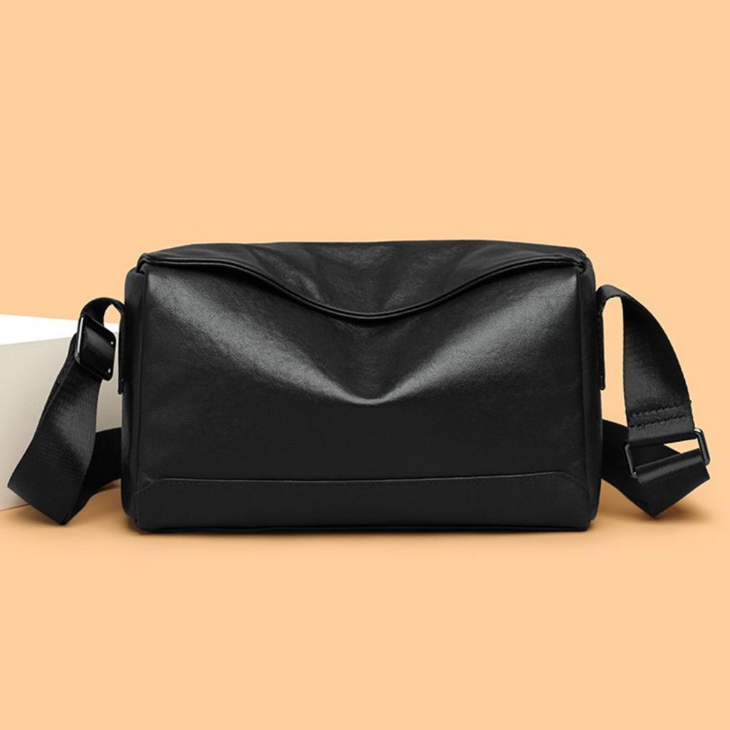 Crossbody Bag Unisex Leather Adjustable Strap Stitched Detail Daily Commute