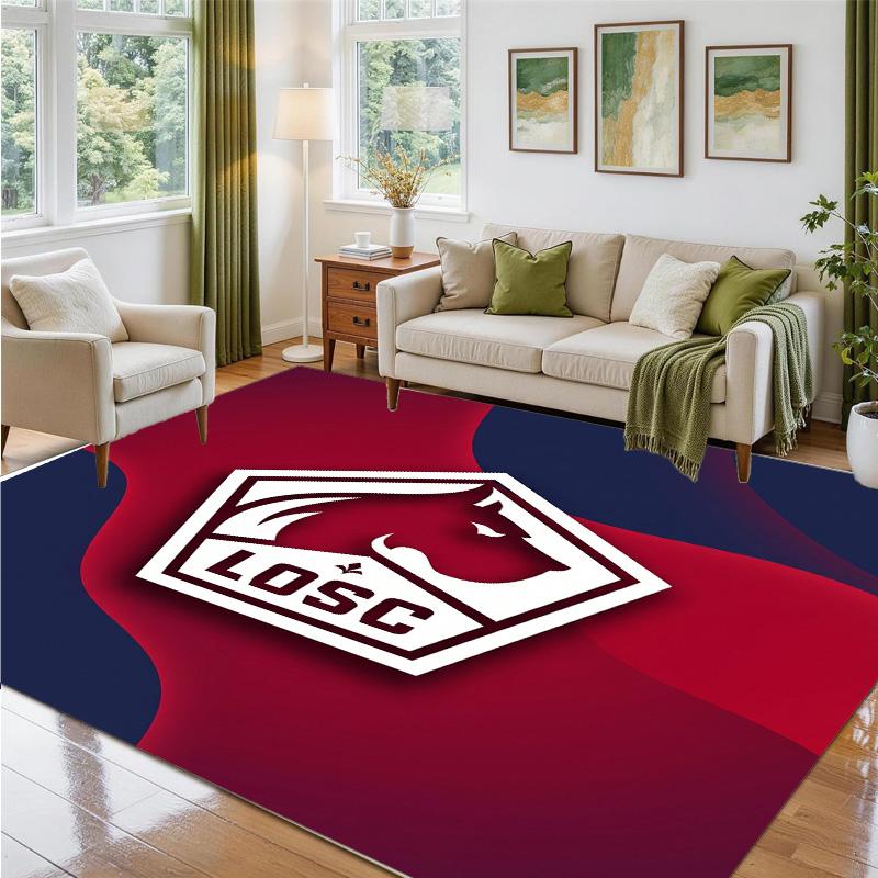 LOSC Lille FC Design Crystal Velvet Rug Soft Decorative Mat for Bedroom Entrance