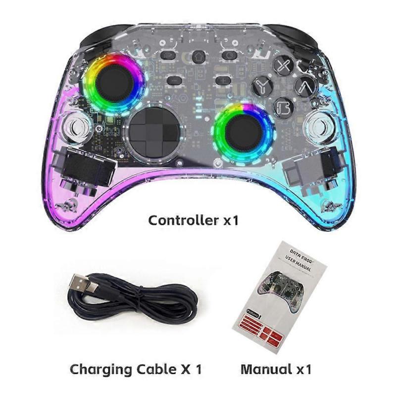 DATA FROG G04 For Nintendo Switch OLED PC Wired Wireless Transparent Game Controller with RGB Ligh