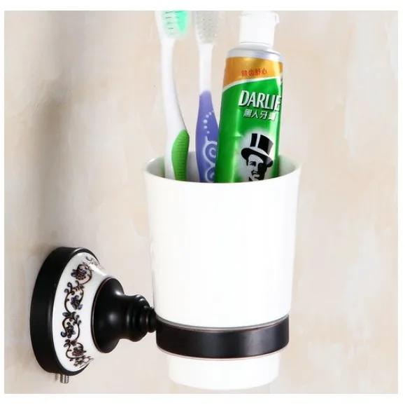 Black poceilain decoration finish copper Brass Bathroom accessories Bath Hardware Set Towel Rack Towel Bar Paper Holder