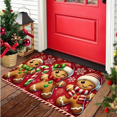 Tappetino di Benvenuto Omino di Pan di Zenzero Natalizio Tappetino per Porta d'Ingresso Esterno con Tappetino Natalizio per Porta Decorazione per la Casa Regalo di Check-in