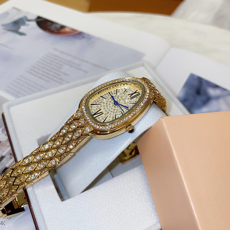 Schlangen Uhr Schlangenkopf Damen Uhr Zigeuner Stern Mit Diamanten Und Stahlarmband Lieferung Exquisite High-End Wasserdichte Damen Uhr