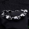 Punk Stainless Steel Lots of Skull Charm Bracelet for Men 20.5cm Metal Biker Party Jewelry Chunky Gothic Accessory