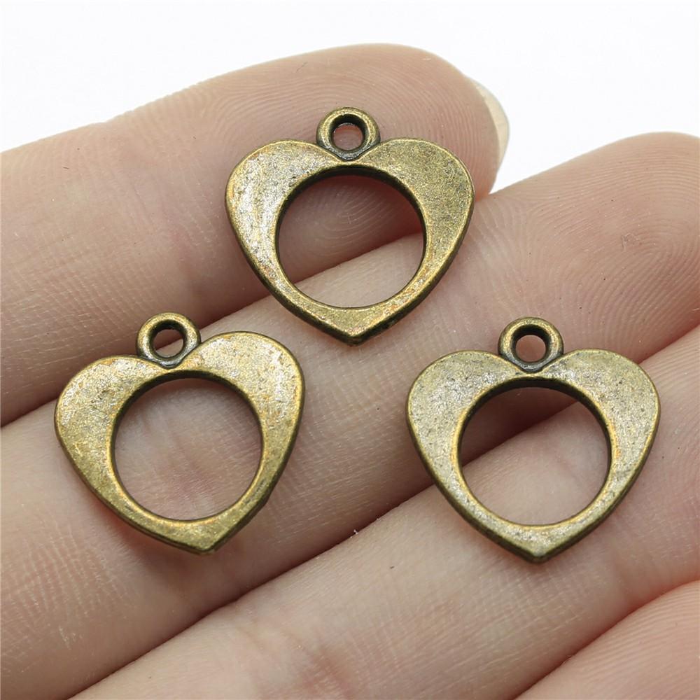 10pcs Heart Charms For Jewelry Making Antique Bronze Silver Color Pendants DIY Crafts Making Findings Handmade Tibetan Jewelry
