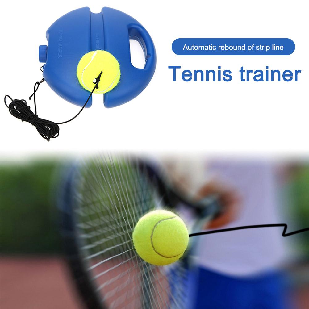 Solo Tennis Trainingsset Rückprallball mit langem elastischem Seil Tennis Trainingsausrüstung Rutschfeste Basis für Erwachsene/Kinder/Anfänger
