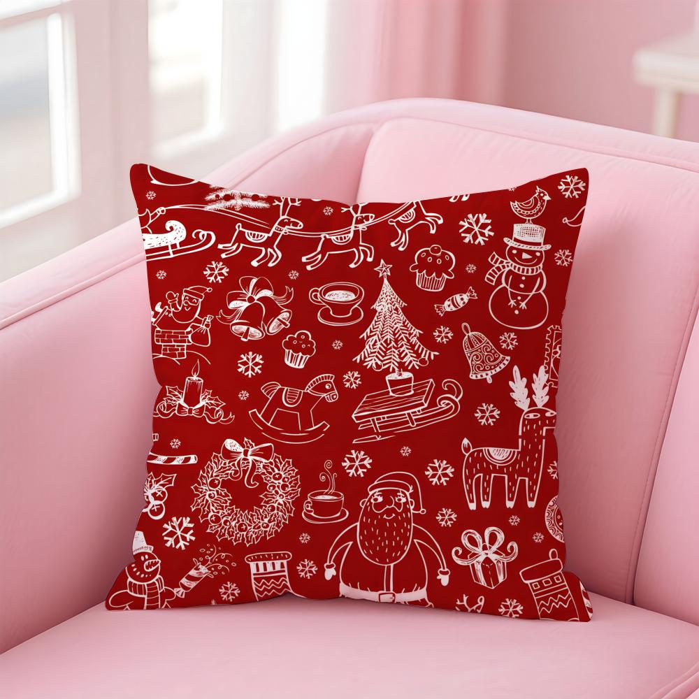 Celebrate Art Christmas Day Print Cushion Cover Pillow Case Soft Skin Friendly Fabric  Concealed Zipper