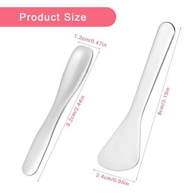 2Pcs Cosmetic Spatula, Mini Metal Makeup Spatula Reusable Cosmetic Cream Spatulas Spoon Skincare Scoop Applicator Multi-functional Facial Applicator