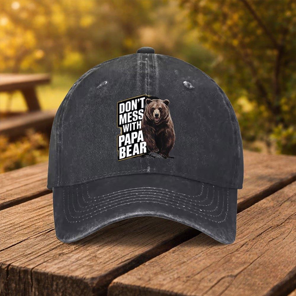 Papa Bear Print Baseball Cap Unisex Fashion Duckbill Cap Suitable for Outdoor Sports Fitness Travel and Outings Multiple C