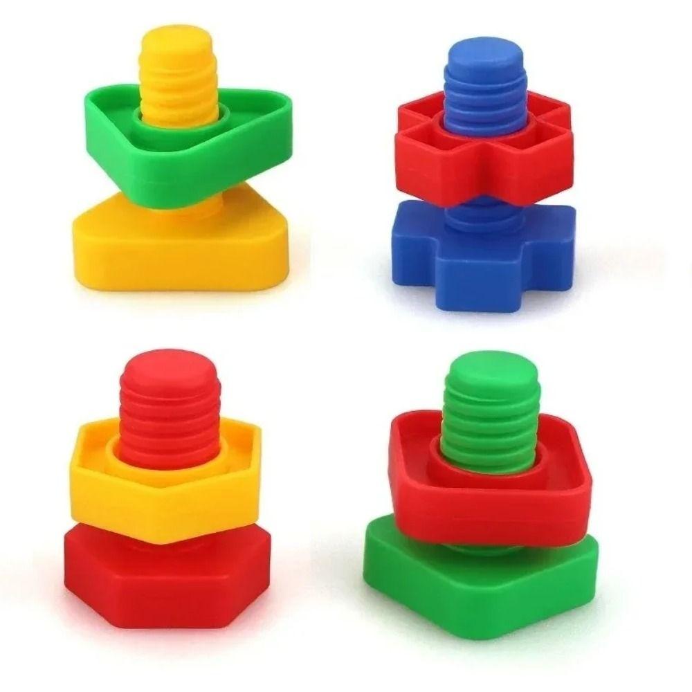 Screw Shape Screw Building Blocks Montessori Nut Shape Toys Plastic Insert Blocks  Children Toys