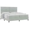 Box Spring Bed with Headboard Light Grey 200 X 200 Cm Velvet